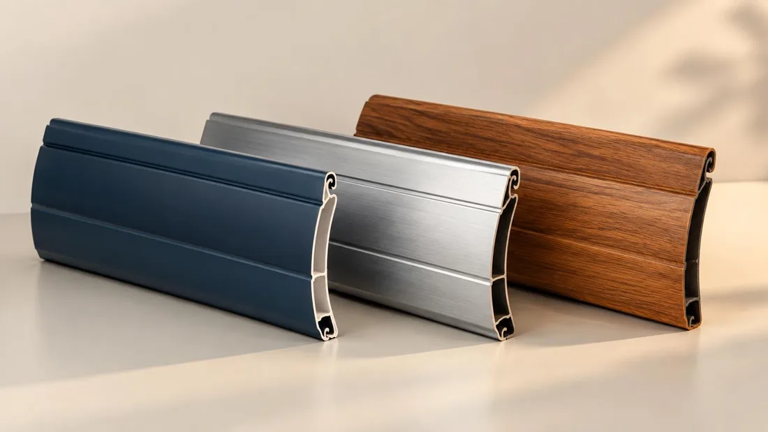 Échantillons de lames de volet en PVC, aluminium et bois